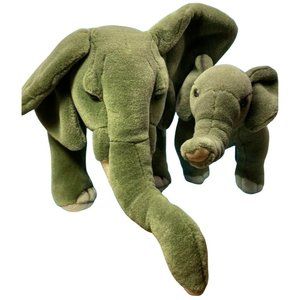 Discovery Store Elephant Plush Adult and Baby (2 piece set) Excellent